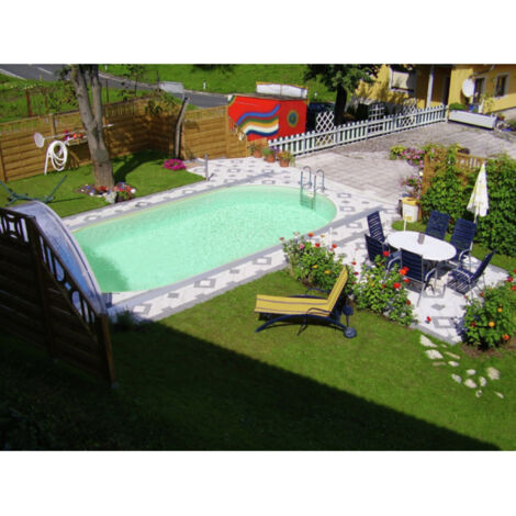 Steinbach Stahlwand Swimming Pool Set "Styria oval", sandfarbene Poolfolie, 800 x 400 x 150 cm