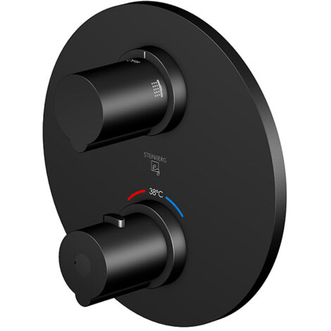 Steinberg 100 - Grifo empotrado termostático para 2 dispositivos, negro mate 100 4133 3 S