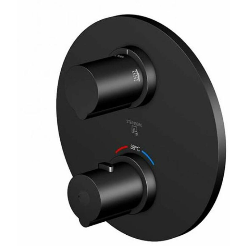 Steinberg 100 - Mitigeur thermostatique encastré pour 2 appareils, noir mat 100 4133 3 s