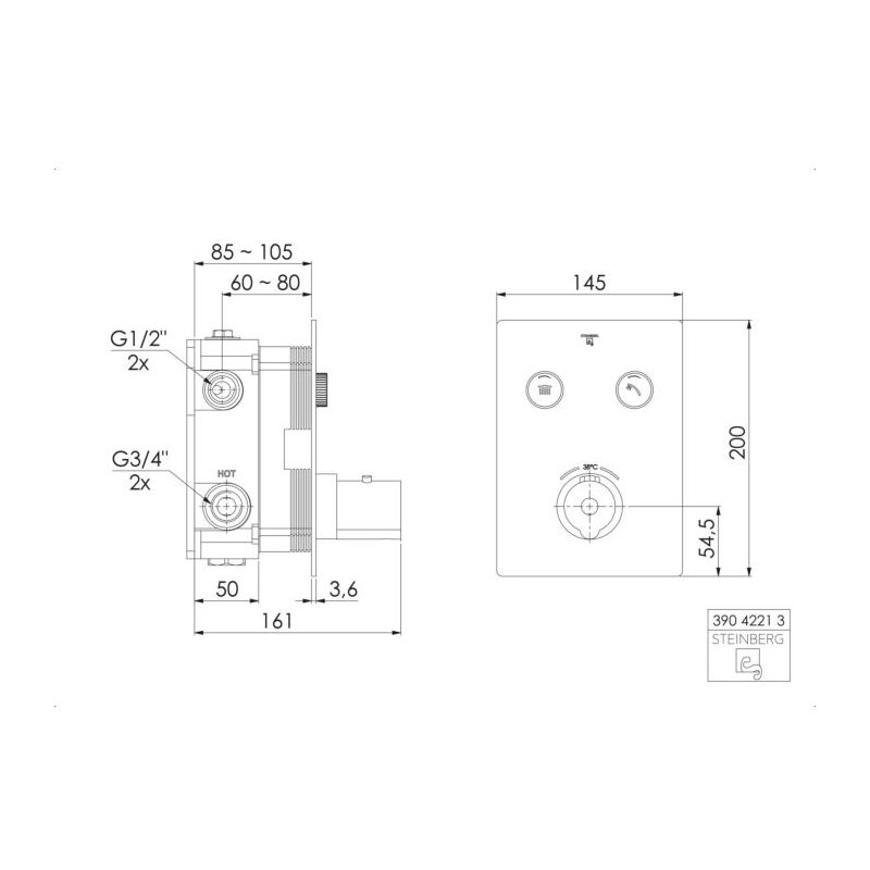 Steinberg Série 390 robinet de douche/bain, thermostat à