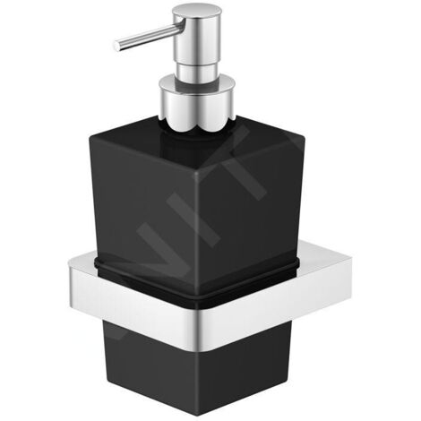 Steinberg 420 - Distributeur de savon avec support, verre noir / chrome 420 8002