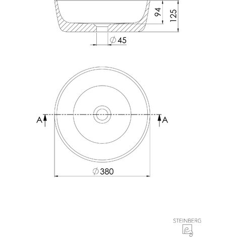 Steinberg Serie 540 Aufsatzwaschtisch, rund, 380x125mm, SOLID