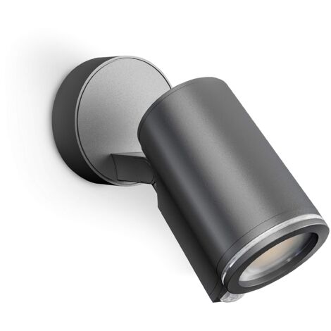 Steinel Faretto a LED Spot ONE S, colore: antracite, sensore di movimento a 90°, incl. lampadina LED GU10 collegabile tramite cavo, in alluminio, 7,47 W
