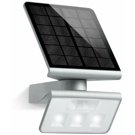 Steinel Lampada Led per Esterni Xsolar L-S Argento con Sensore a Raggi Infrarossi, Angolo di Rilevamento di 140°, Raggio D'Azione di Max. 8 M, Pannello Solare in Vetro Monocristallino, Accumulatore al