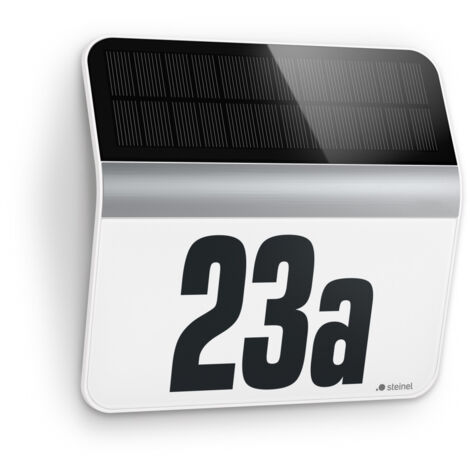 Steinel LED Solarleuchte XSolar LH-N silber mit Hausnummer und Dämmerungssensor Hausnummern-Leuchte
