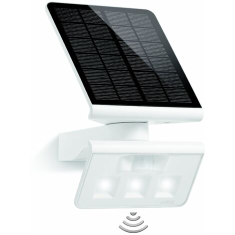 Steinel Luce solare da esterno XSolar L-S, Lampada da parete con sensore a 140°, luce solare da giardino, Bianco
