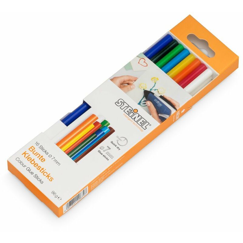 Image of Stick di colla Colour con diametro di 7 mm, cartucce di colla a caldo lunghe 150 mm, collante universale colorato per diversi materiali, confezione