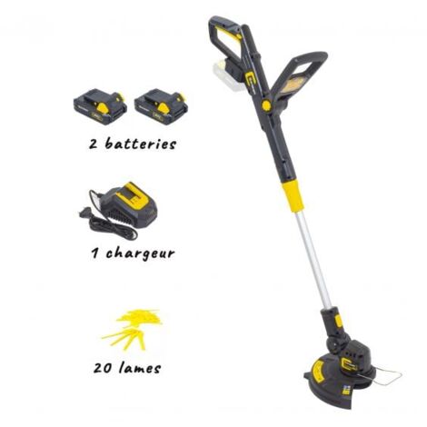 Steiner – Coupe-bordure à batterie 20V avec 2 batteries 2.0Ah – Chargeur rapide – Tête inclinable et rotative – Coupe nette Ø250mm - ION 2 AH