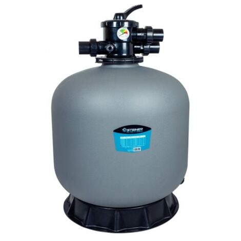 Steiner – Filtre à sable 635mm 16m³/h – Cuve polyéthylène haute densité – Vanne Top 6 voies 1,5' – Compatible eau salée et chlorée