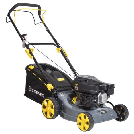 Steiner – Tondeuse thermique tractée 41 cm 3CV – Largeur de coupe 410 mm – Hauteur de coupe réglable 25 à 70 mm – Bac de ramassage 40 L