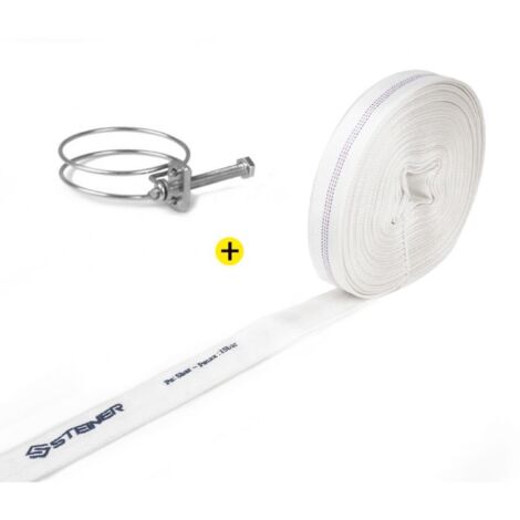 Steiner – Tuyau de pompe plat Ø32mm 25m – PVC renforcé pour évacuation et irrigation – Pression max 5 bar – Accessoire collier de serrage inclus