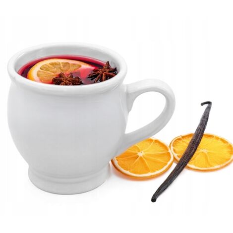Steingutbecher 250 ml für Glühwein, ideal als Geschenk, WEISS