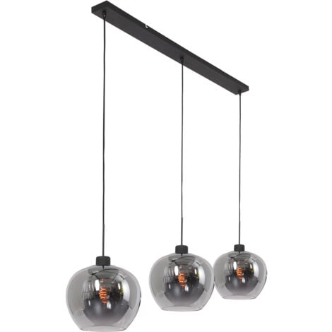 Steinhauer - hängeleuchte - Lotus - schwarz - glas rauchglas -