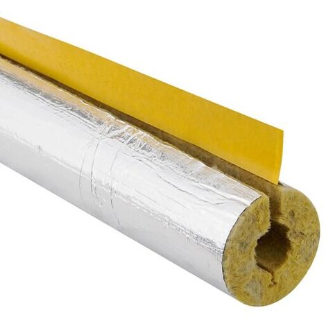 Steinwoll-Rohrschalen alukaschiert für Rohr 18 mm - Dämmschichtdicke 15 mm - geschlitzt - selbstklebend - Länge 1 m - 50% GEG