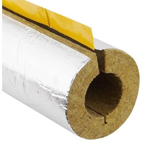 Steinwoll-Rohrschalen alukaschiert für Rohr 42 mm - Dämmschichtdicke 22 mm - geschlitzt - selbstklebend - Länge 1 m - 50% GEG