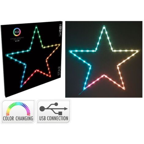 STELLA A LED, 60X57CM, USB, MULTICOLORE, NATALE, LUCI DI NATALE