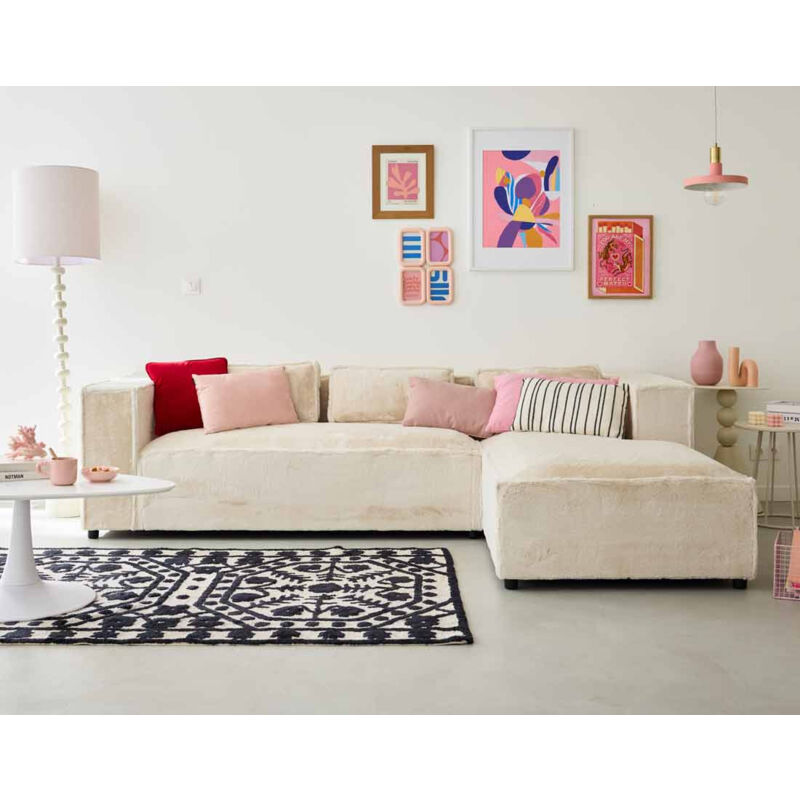 Lisa Design - Stella - canapé d'angle droit - 4 places - en fausse fourrure - beige