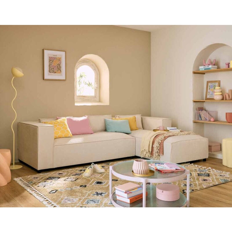 Lisa Design - Stella - canapé d'angle droit - 4 places - en tissu texturé - beige