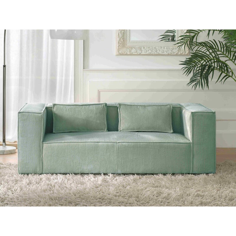 Stella - canapé fixe 2 places - en velours côtelé - style contemporain - bleu