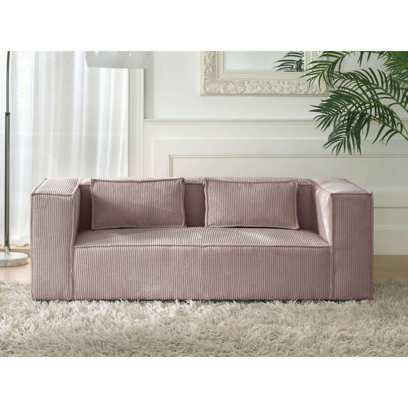 Stella - canapé fixe 2 places - en velours côtelé - style contemporain - rose