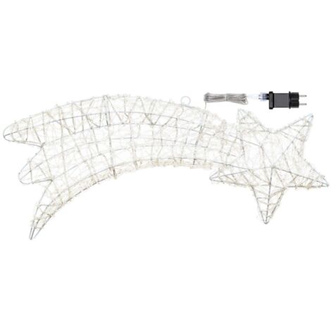 Stella cometa 75 cm 2D, con gocce led bianco per addobbi e decorazioni natalizie