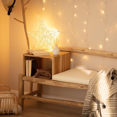 Stella con Ghirlanda di Luci LED Irawo 42x42 cm 3000K Bianco Caldo