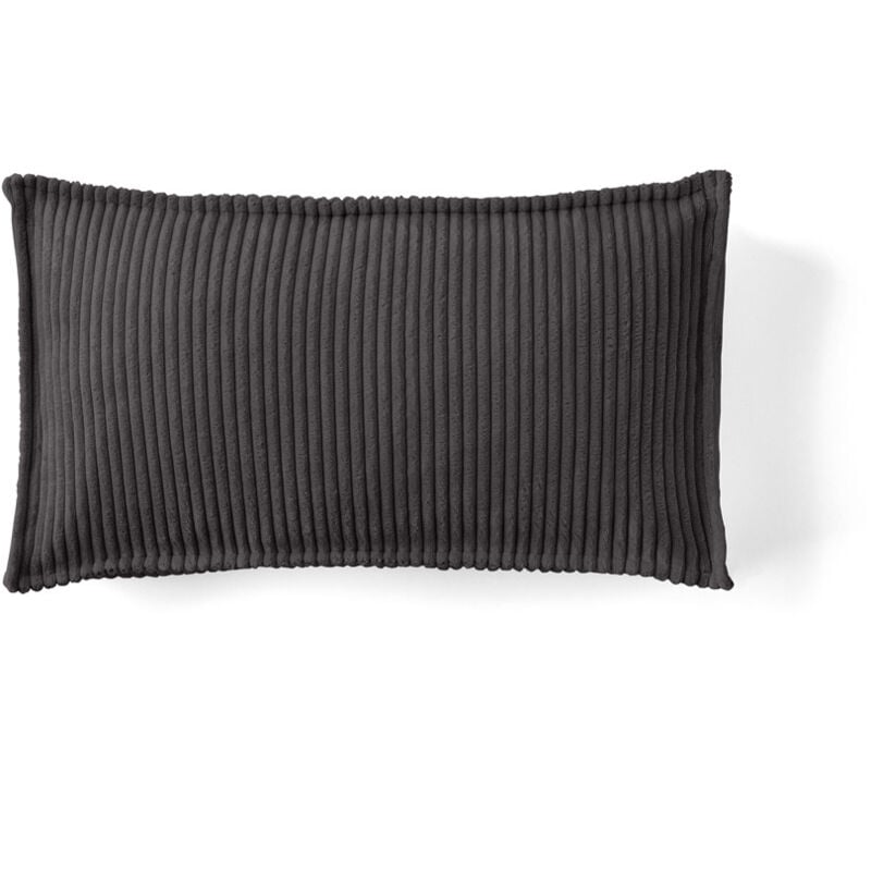 Stella - coussin - en velours côtelé - 32x57 cm - gris foncé