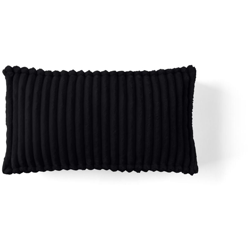 Lisa Design - Stella - coussin - en velours côtelé grosses côtes - 32x57 cm - noir