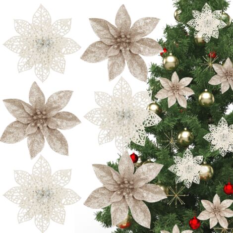 8 Pezzi Grandi Glitter Stella Di Natale 23 Cm Fiori Artificiali
