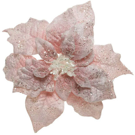 KAEMINGK BV STELLA DI NATALE IN VELLUTO CON CLIP, Ø26XH7CM, ROSA, NATALE, ADDOBBI NATALIZI