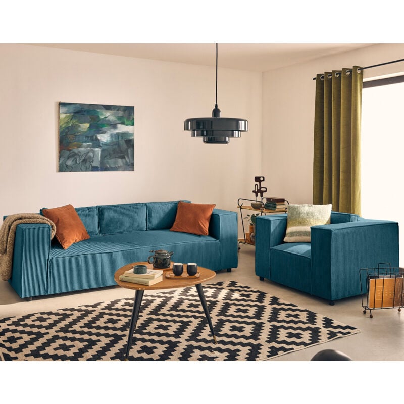 Stella - fauteuil en velours côtelé - bleu canard