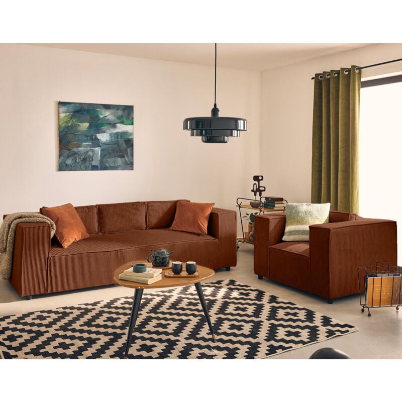 Lisa Design - Stella - fauteuil en velours côtelé - terracotta