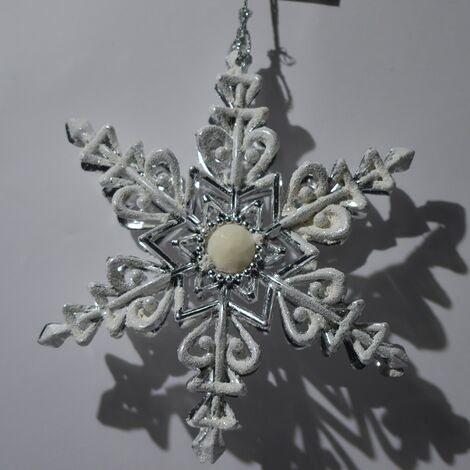 Stella in argento e bianco da addobbi per albero di natale decorazioni natalizie