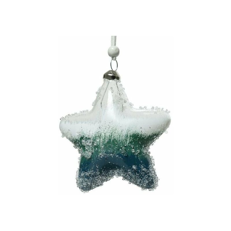 Stella in vetro da appendere Blu Artic dim 10 cm Box da 2