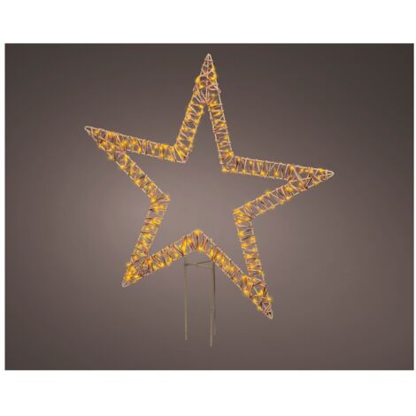 Stella in vimini marrone c/led bianco caldo 76x92cm OUT