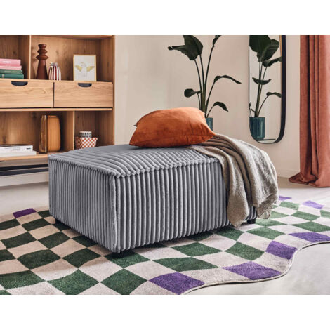 Stella - pouf - aus grob geripptem cord - grau
