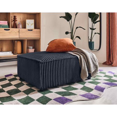 Stella - pouf - aus grob geripptem cord - marineblau