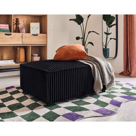 Stella - pouf - aus grob geripptem cord - schwarz