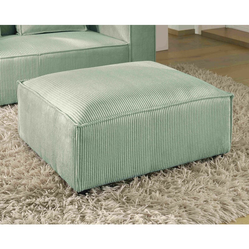 Lisa Design - Stella - pouf en velours côtelé - style contemporain - bleu