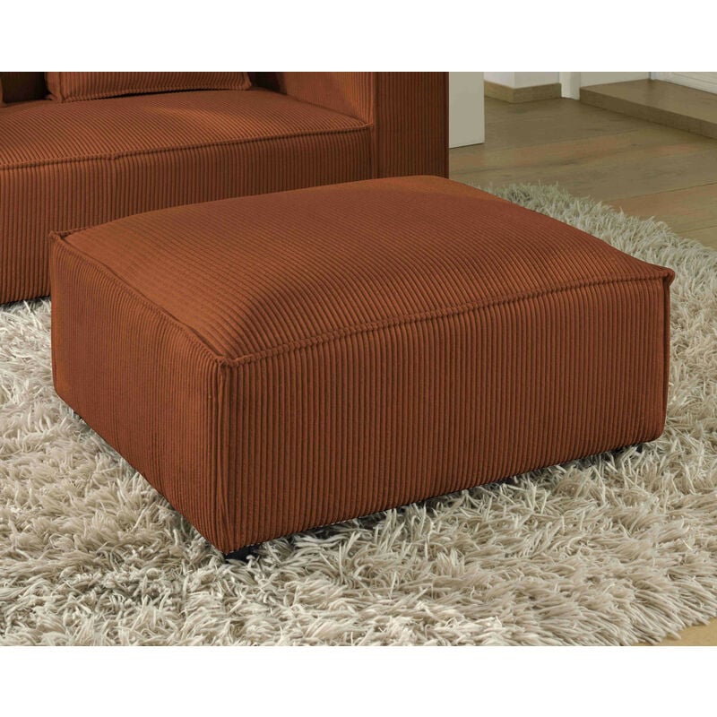 Lisa Design - Stella - pouf en velours côtelé - style contemporain - terracotta