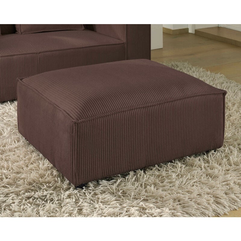 Lisa Design - Stella - pouf en velours côtelé - style contemporain - marron