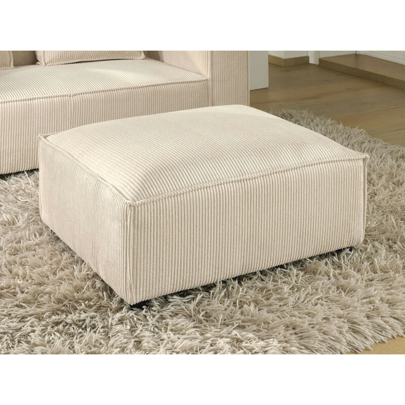 Lisa Design - Stella - pouf en velours côtelé - style contemporain - beige