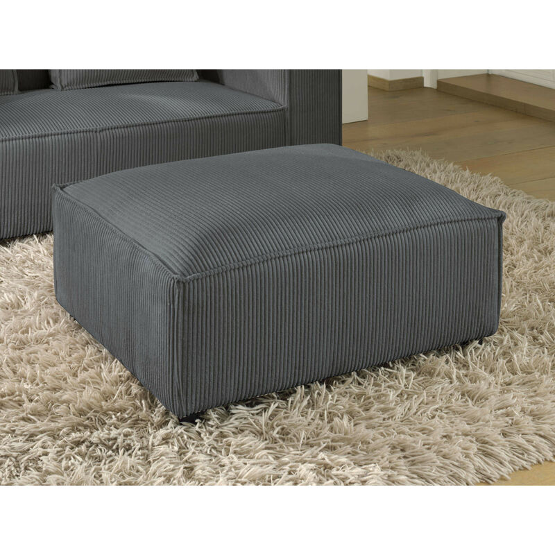 Lisa Design - Stella - pouf en velours côtelé - style contemporain - gris foncé