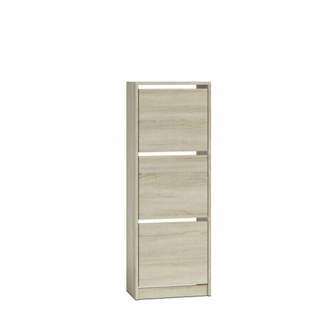 STELLA T3 | Zapatero moderno 136x49x28 3 puertas+6 nichos | Almacenamiento Zapatero moderno | Muebles de entrada