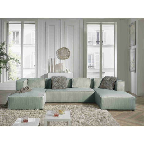 Stella – wohnlandschaft – aus cord – 7-sitzer – moderner stil - blau