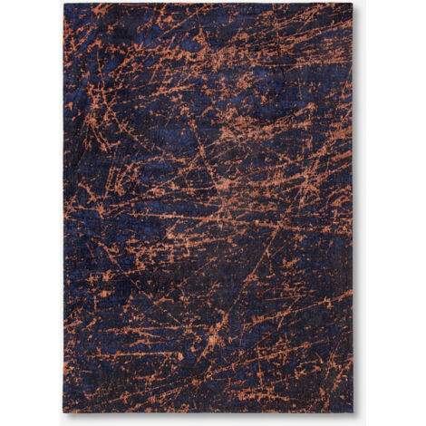 STELLAR DESIGN – MAD MEN CONTEMPORARY TEPPICH – Hergestellt in Belgien  – Handarbeit – Natürliche Rutschfestigkeit – 85 % Baumwolle – 15 % Polyester – Blauer Stern – 230 x 330 cm