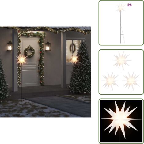 Stelle natalizie - vidaXL Luci di Natale con Picchi e LED 3 pz Pieghevoli Bianche 57 cm - Luci natalizie con timer