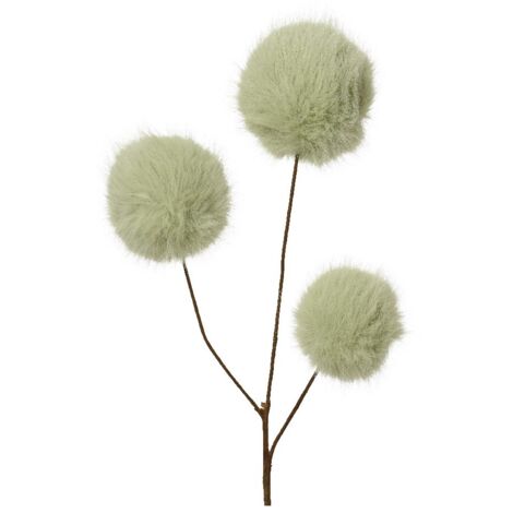 Stelo 3bulbi di pelliccia verde salvia H70cm