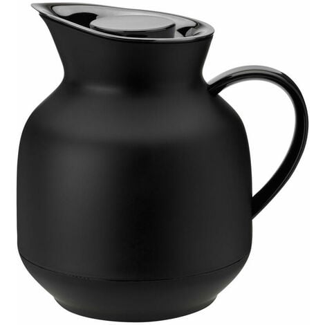 Stelton Isolierkanne Amphora für Tee, Teekanne mit Glaseinsatz, Thermokanne, Kunststoff, Soft Black, 1 Liter, 222-1