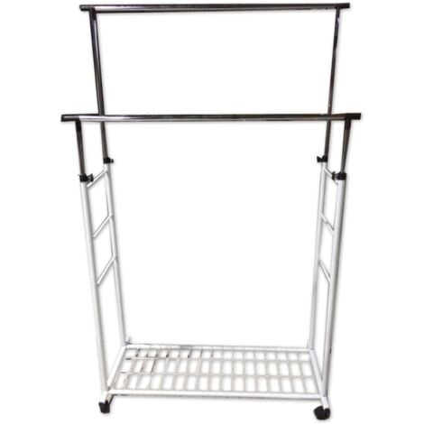 stender appendiabiti doppio estensibile bellahome con ruote in metallo bianco 45x90x104/170 cm